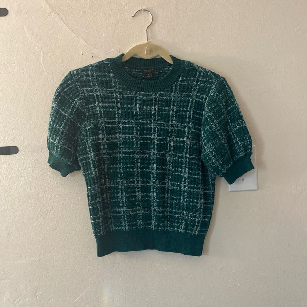 Plaid Short Sleeve Sweater